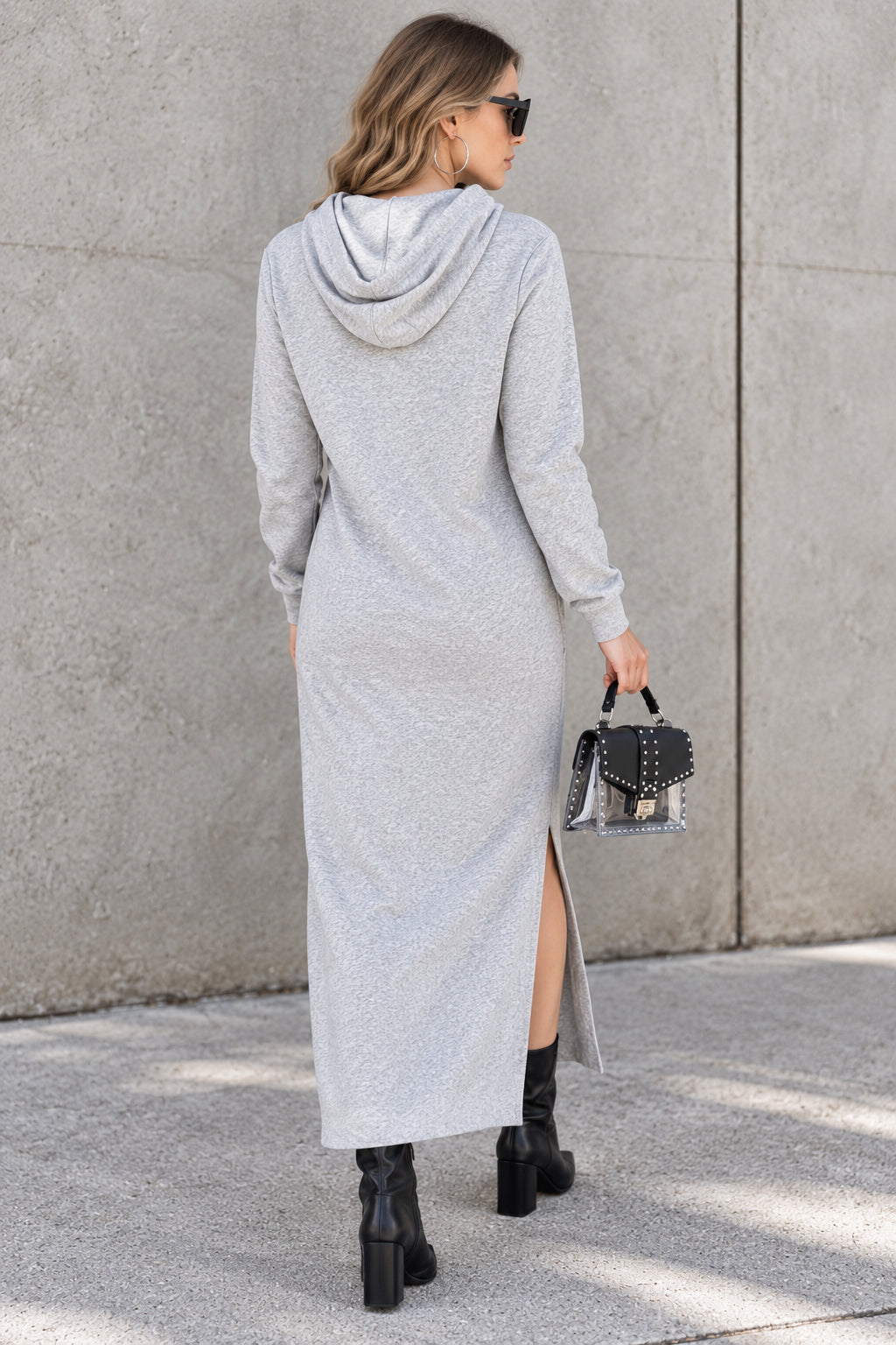 Slit Hem Hoodie Dress