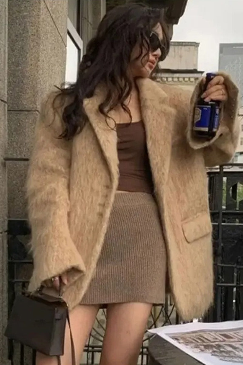 Long Sleeve Faux Fur Blazer