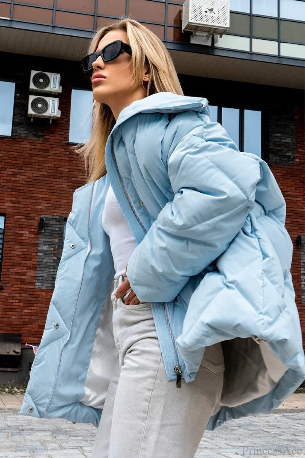 Diamond Quilted Matte Shiny Oversized Wide Lapel Coat 4