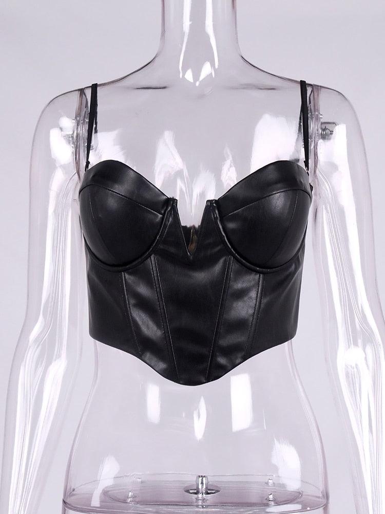 KittenAlarm - Dimples Notched Leather Cami Top