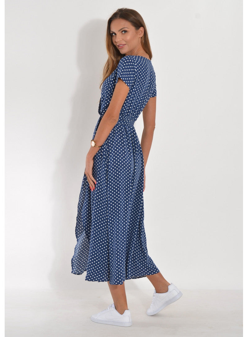 Cotton Blend A-Line Short Sleeve Midi Dress - View 5