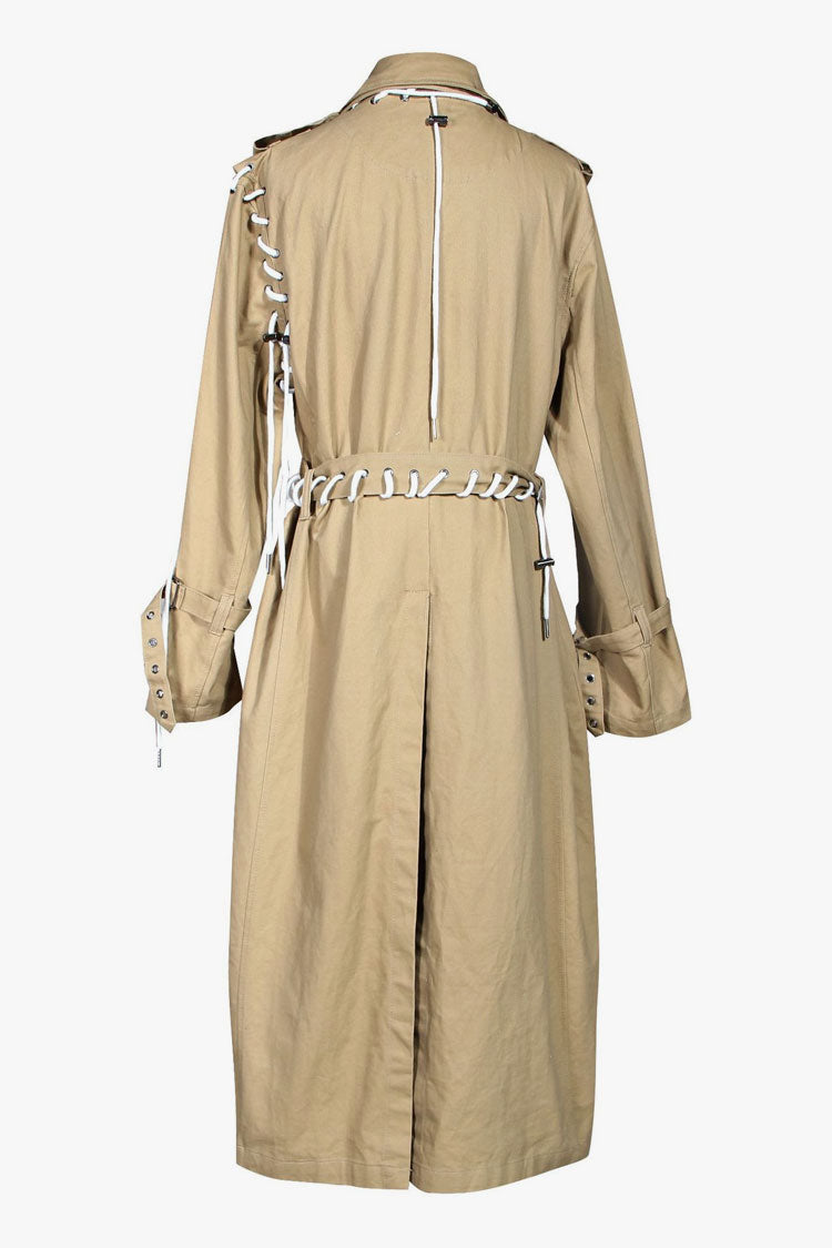 Distinctive Double Breasted Lace Up Trench Coat for Style