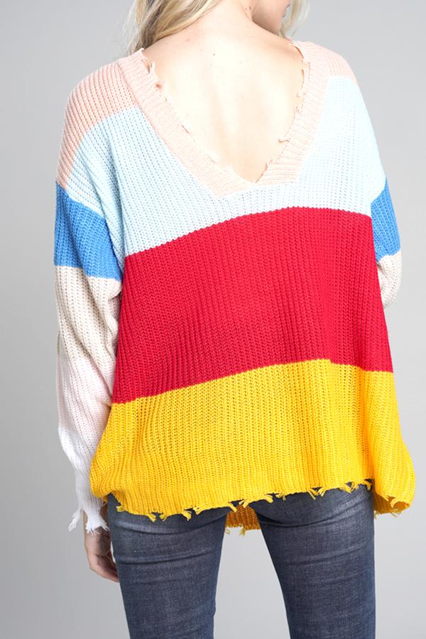 RadyRin Light Blue Distressed Sweater for Effortless Style