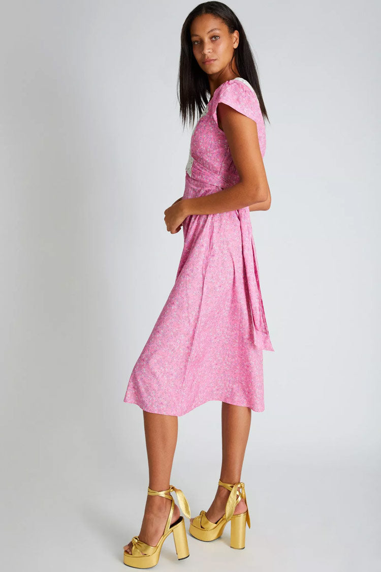 Lace V-Neck Lace Trim Maxi Dress - View 2