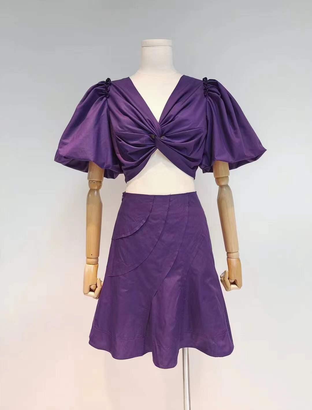 KittenAlarm - Dixie Puff Sleeve Crop Top & Ruffle Skirt Set