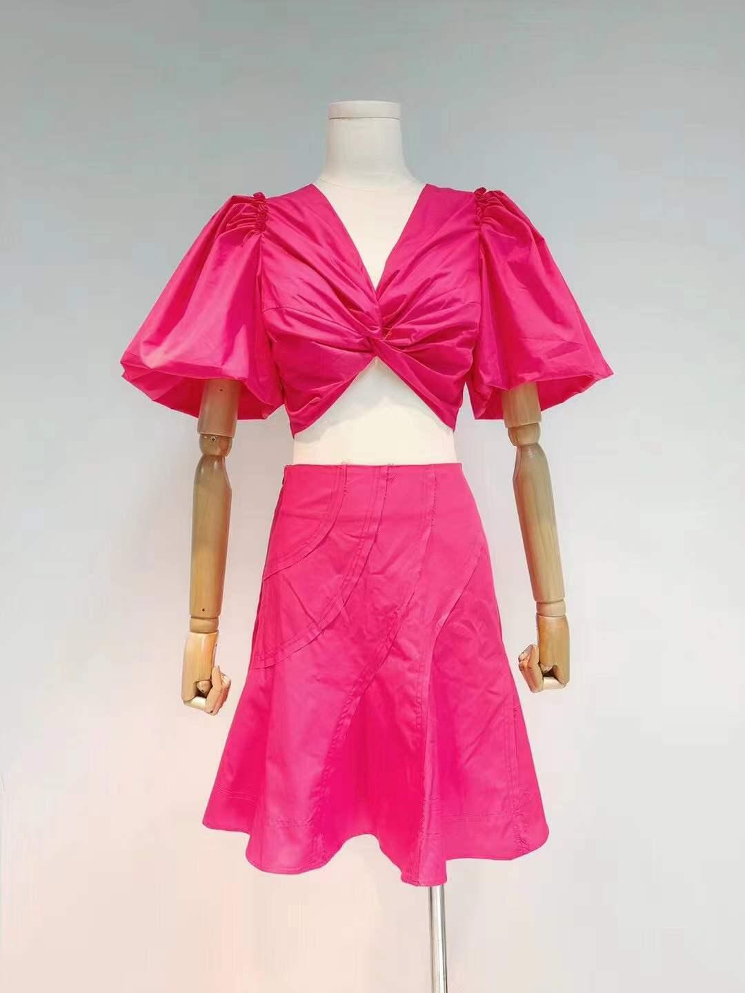 KittenAlarm - Dixie Puff Sleeve Crop Top & Ruffle Skirt Set
