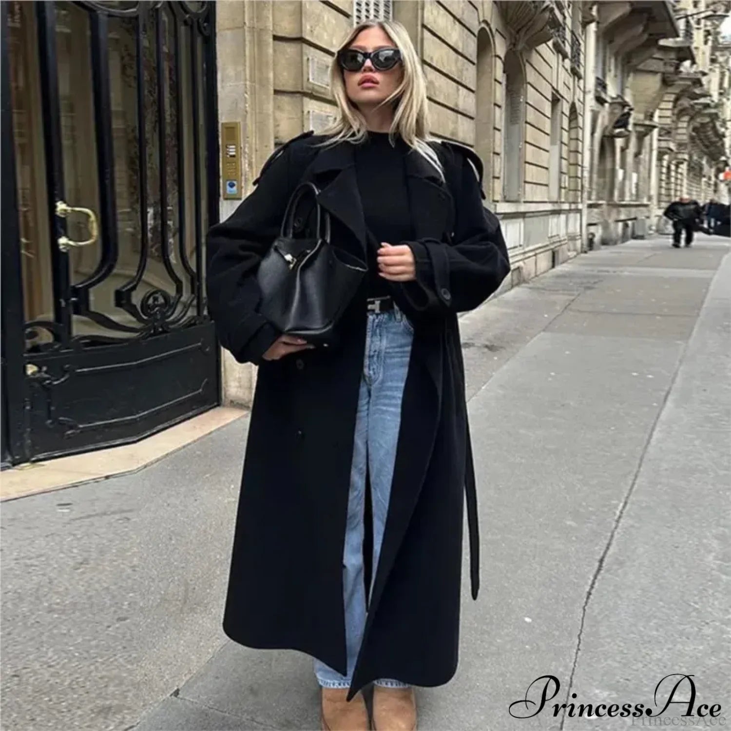 Double-Breasted Belted Oversized Overcoat