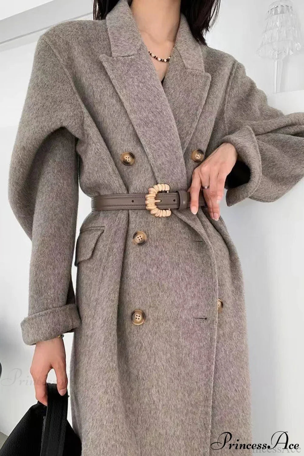 Reversible Double-Breasted Wool Oversized Long Overcoat