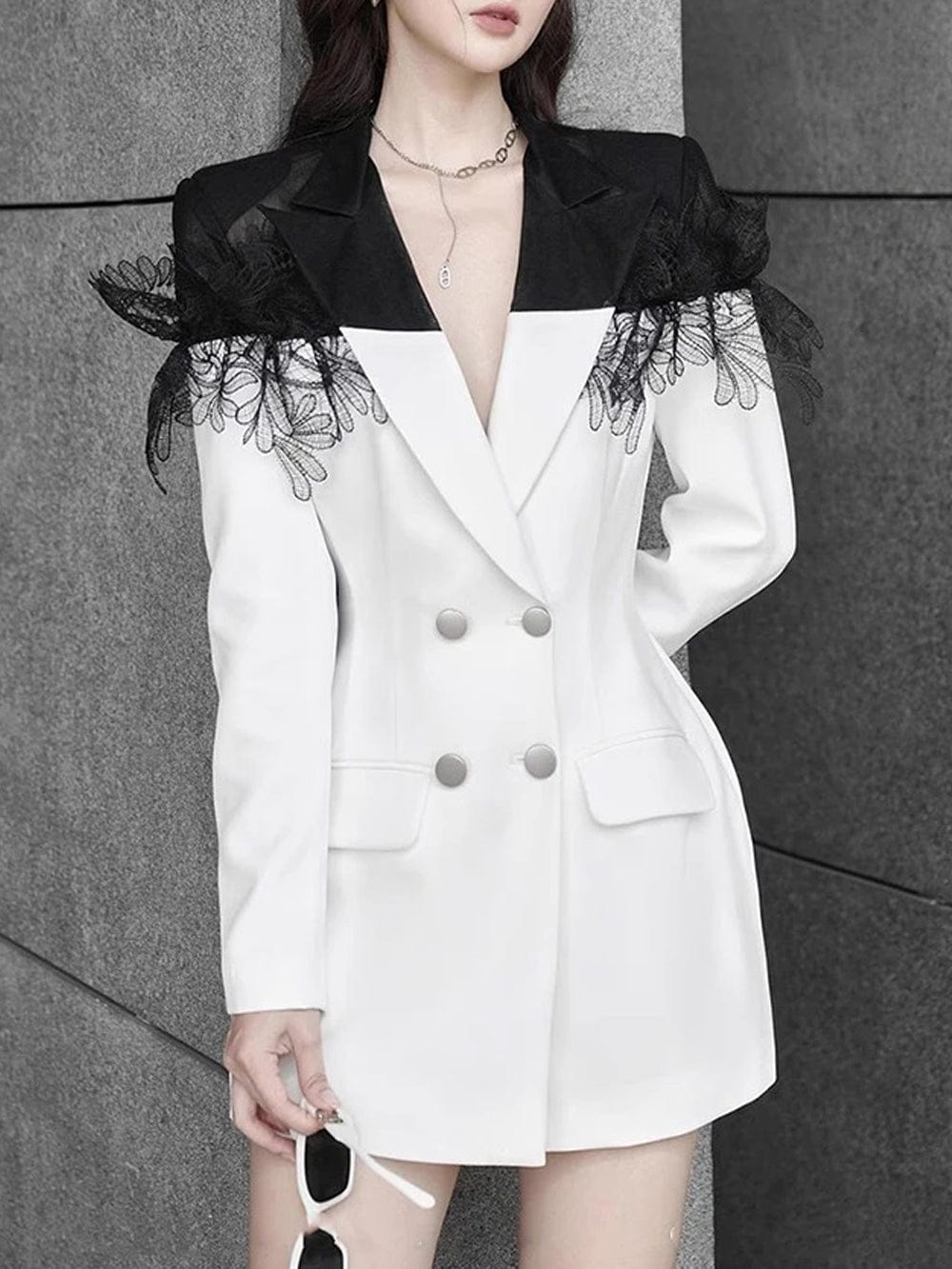 Breasted Slim Blazer - Fashionpara