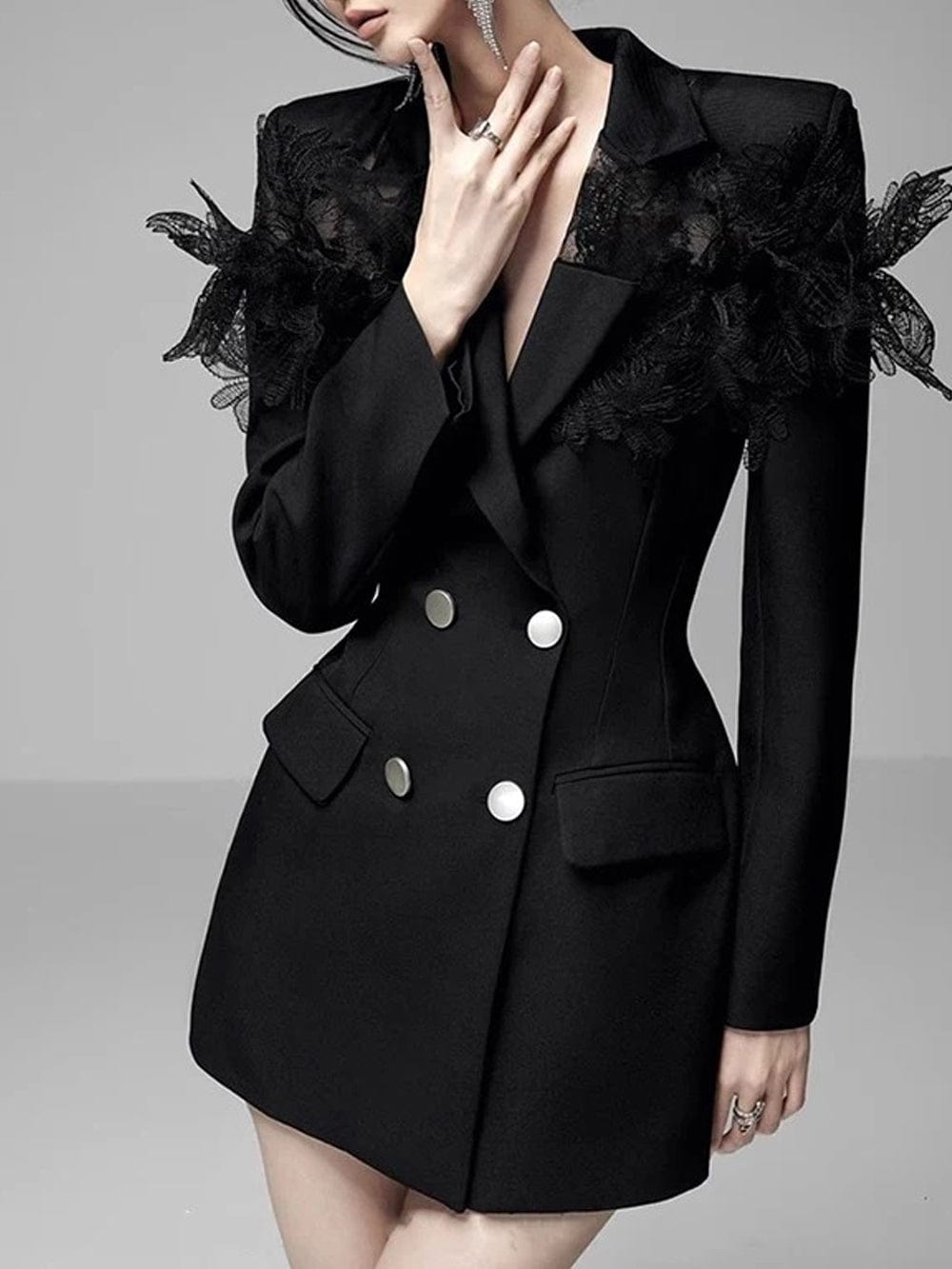 Breasted Slim Blazer - Fashionpara