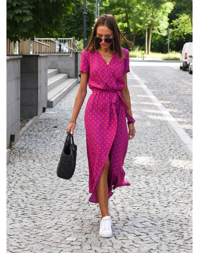 Cotton Blend A-Line Short Sleeve Midi Dress - View 7