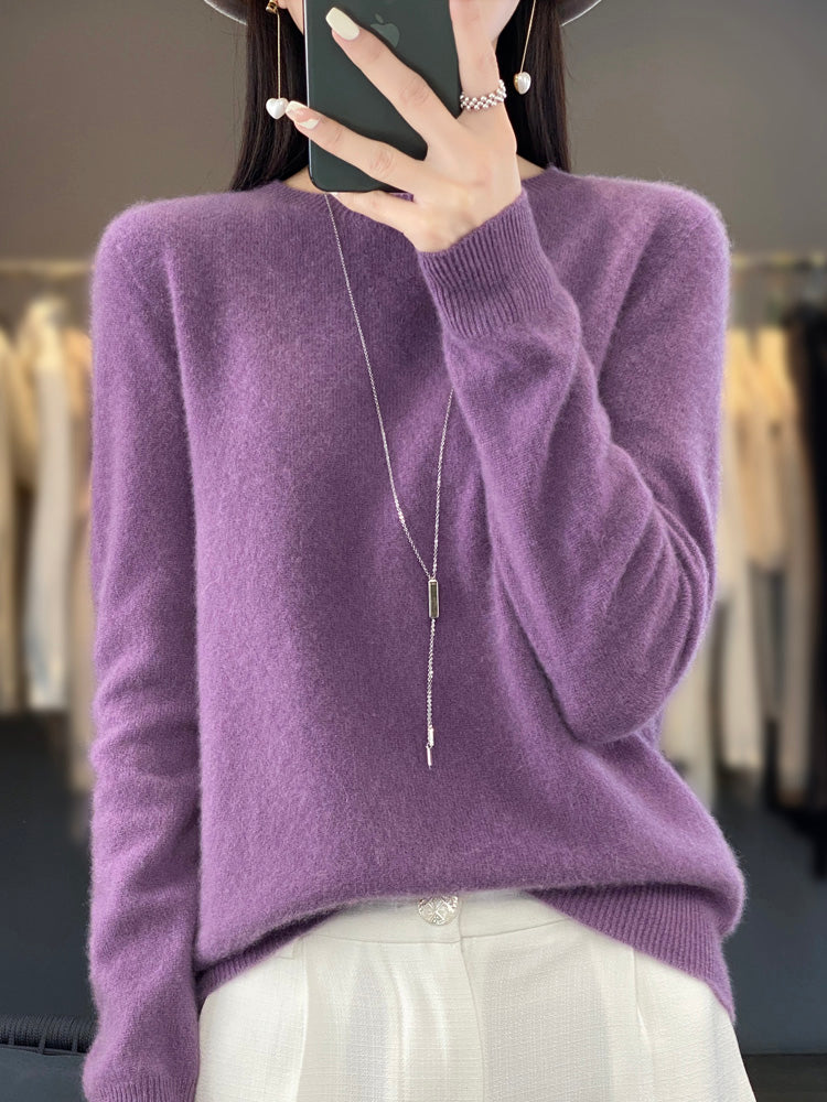 Round Neck Long Sleeve Soft Knit Sweater 3