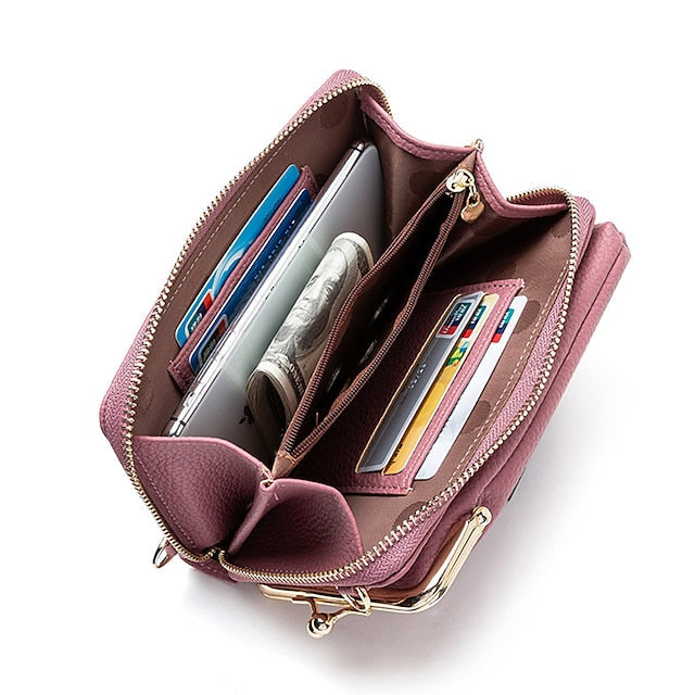 Bag Gold Faux with Frame Leather Black Crossbody