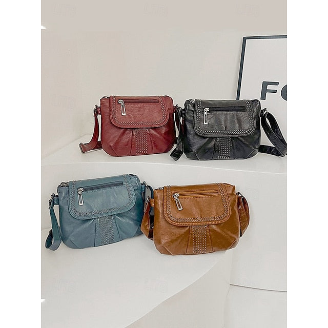 with Faux Bag Leather Brown Crossbody Studded