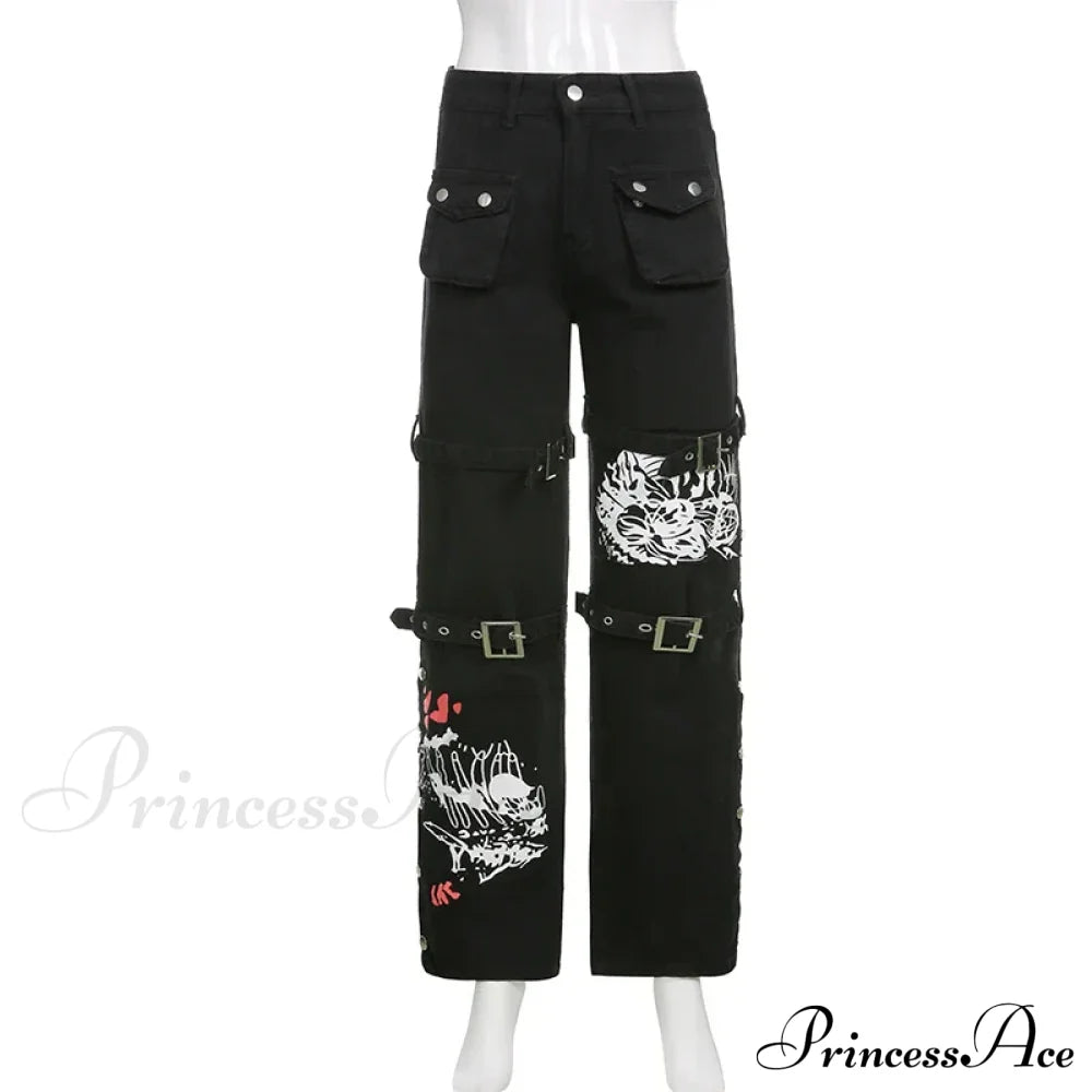 E-girl Black Cargo Halloween Pants