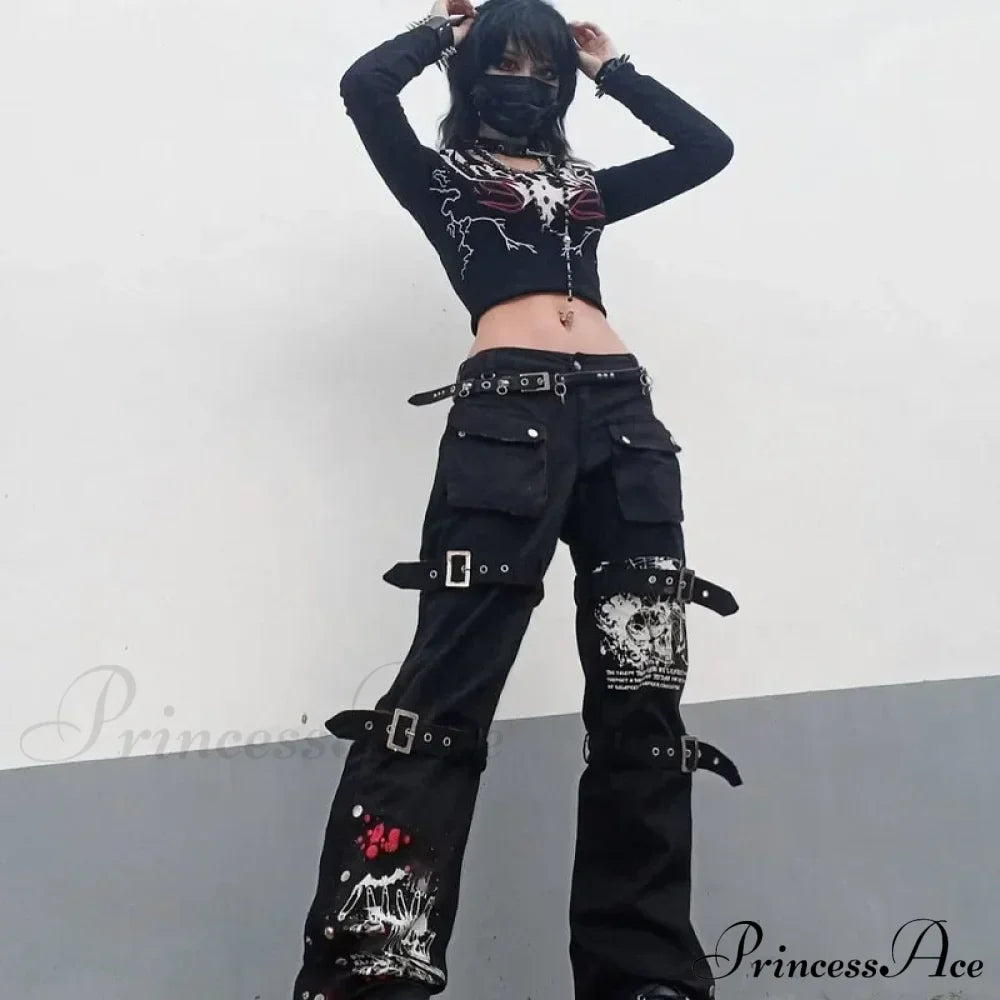 E-girl Black Cargo Halloween Pants