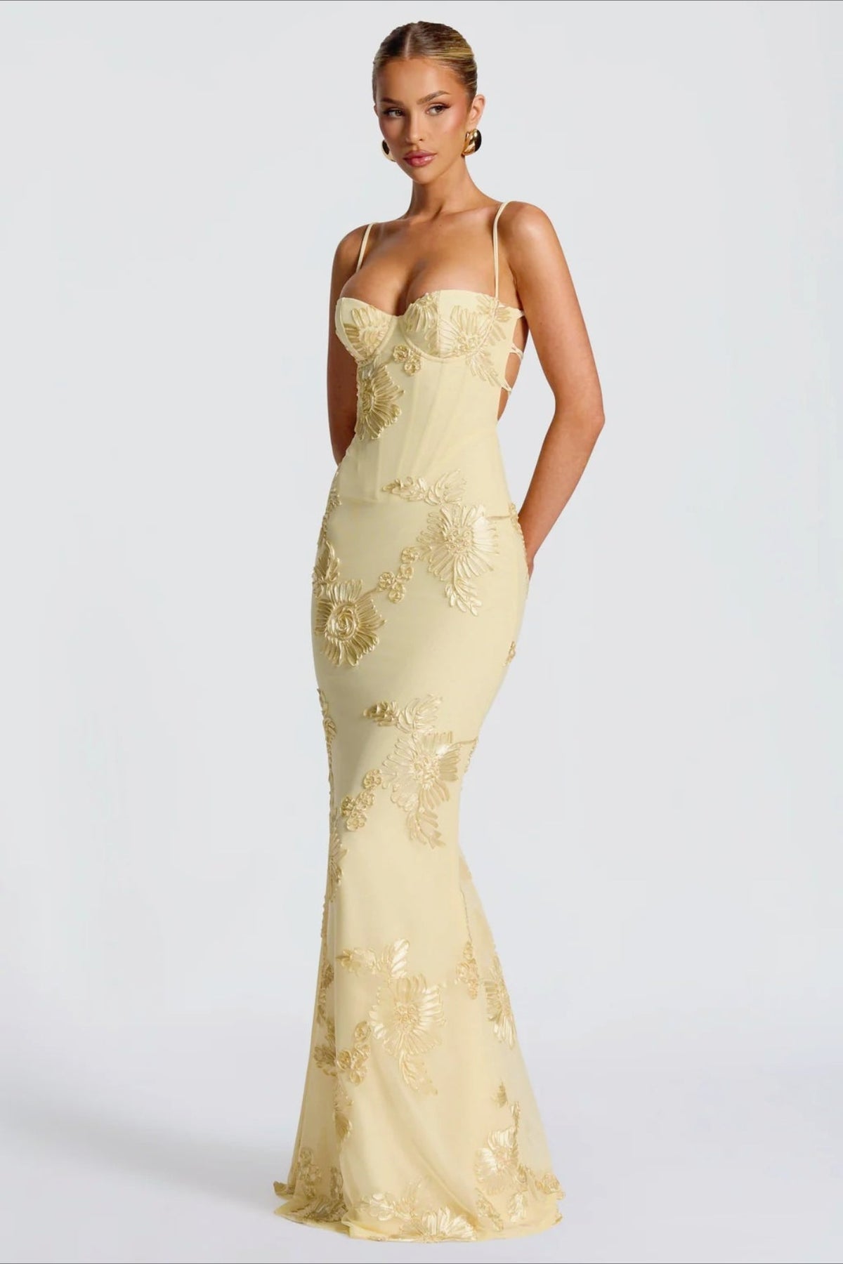 Elegant Strapless Slip Maxi Floral Dress