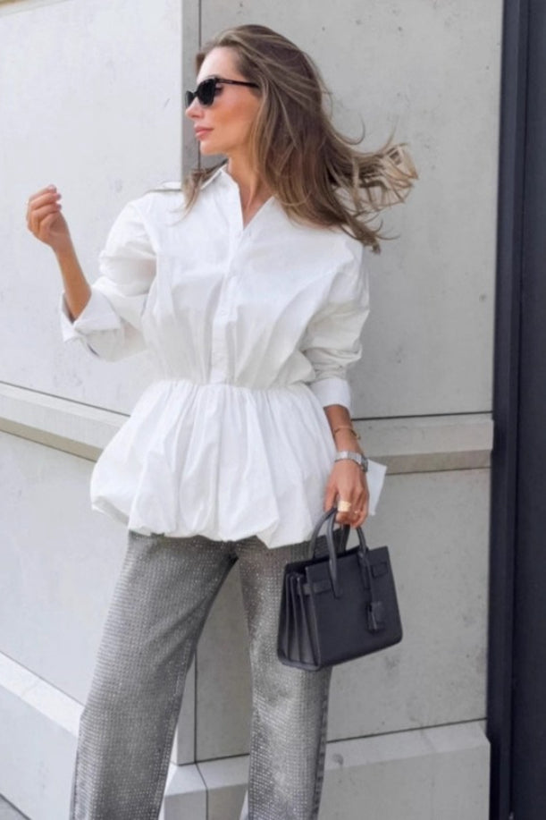 Waist Define Peplum Blouse