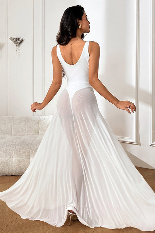 Sheer A-Line Maxi Birthday Dress