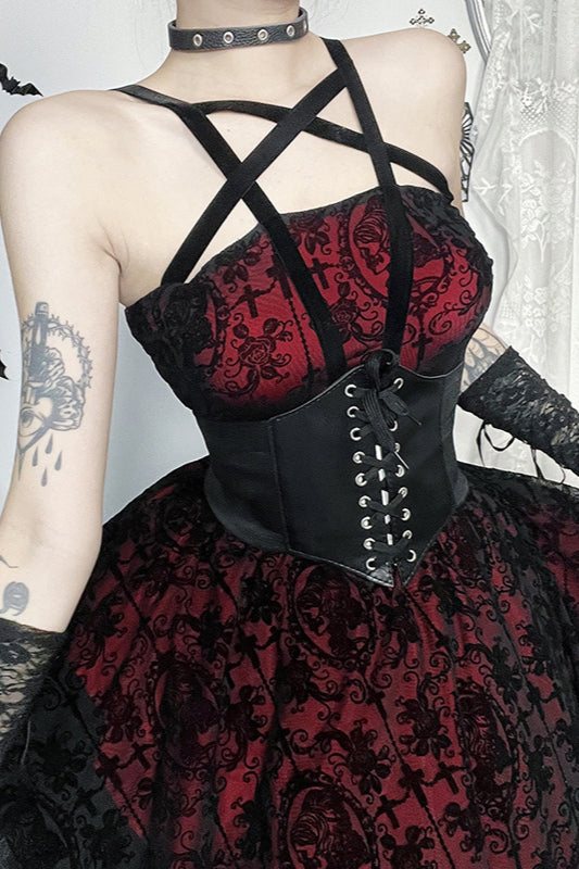 Spliced Strap Gothic Dress