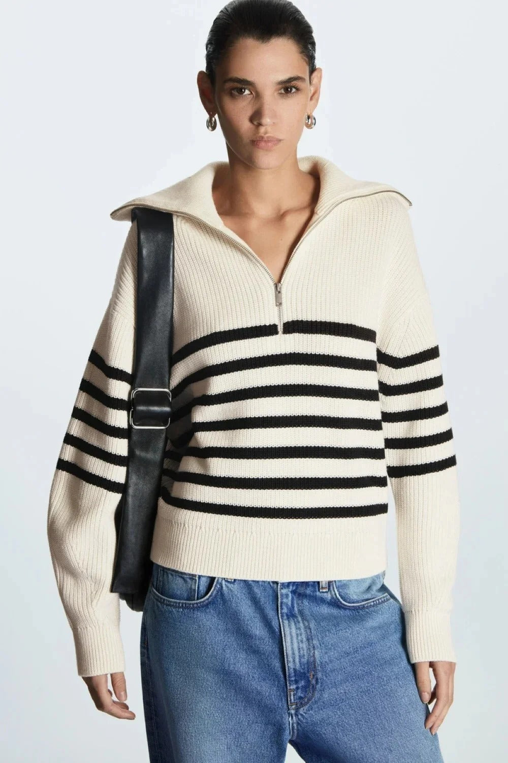 Wool Blend Open Collar Sweater 5