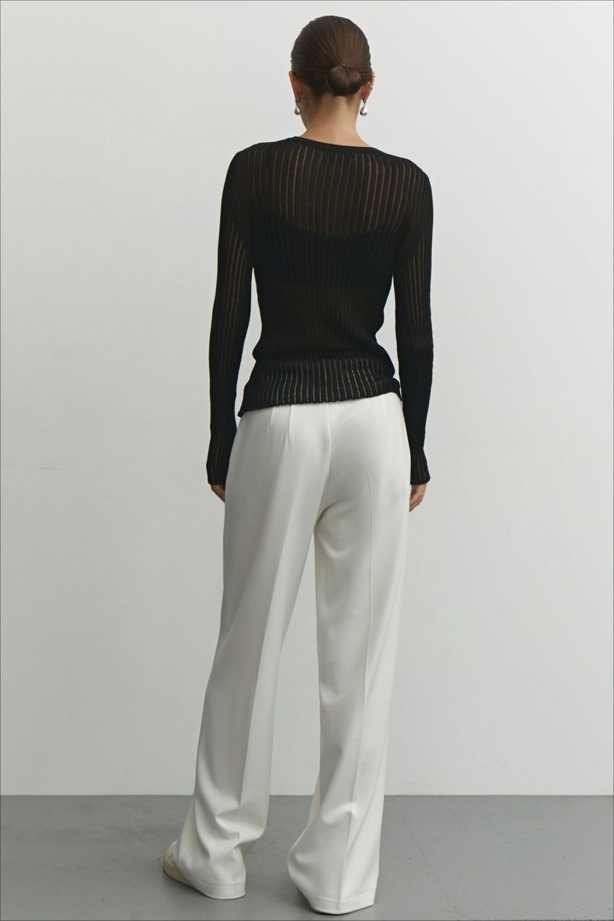 Ribbed Openwork Crew Neck Knit Sweater 6