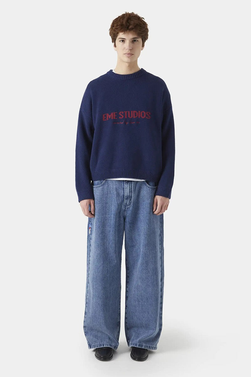 Embroidery Knit Slouchy Pullover Blouse