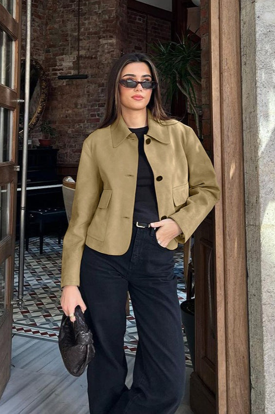 Loose Fit Suede Blazer Jacket