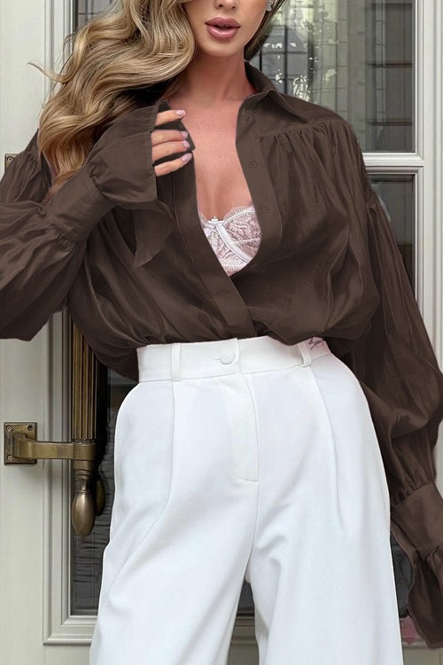 Versatile Long Sleeve Collar Blouse