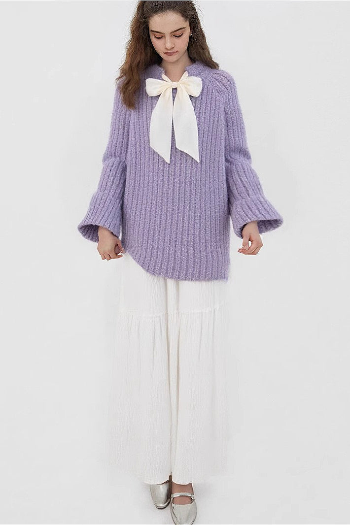 PrincessAce Luxe French Bow Sequin Knit Sweater for Comfort