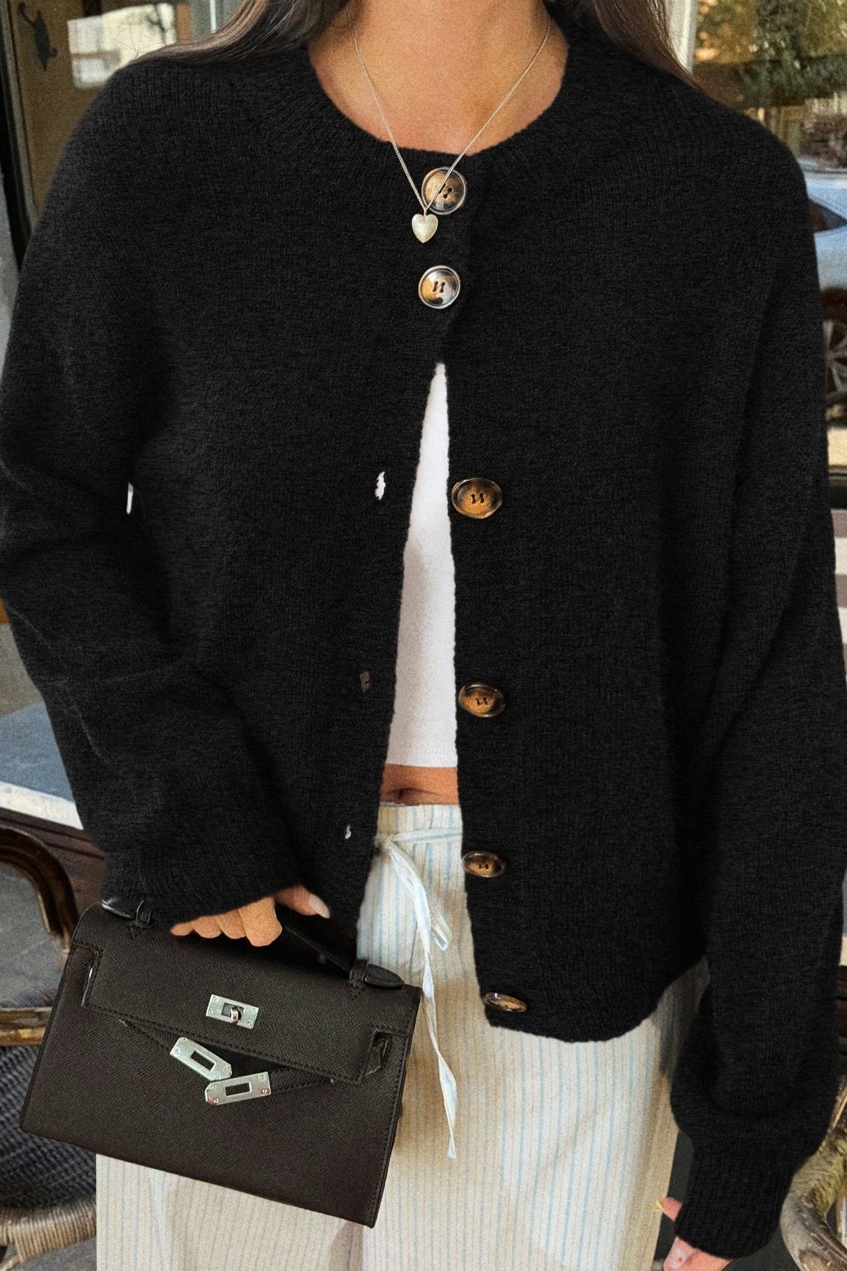 Casual Minimalist Button Front Long Sleeve Coat - Fashionpara