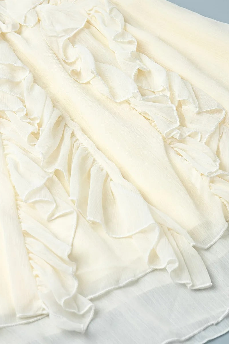 Chiffon Ruffle Tie Waist Mini Dress - View 9