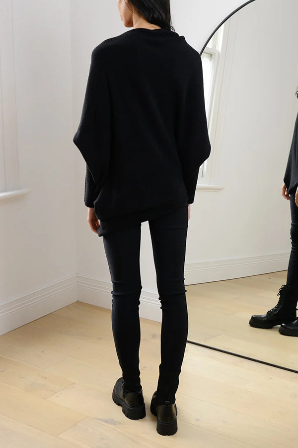 Chic Solid Color Round Neck Long Sleeve Knitted Sweater