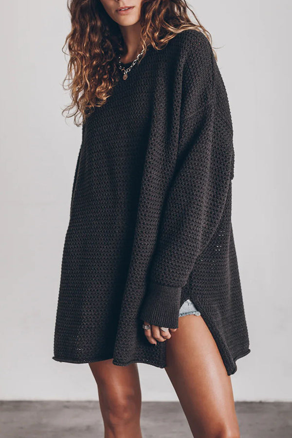 Oversized Slit Side Sweater for Effortless Cozy Style