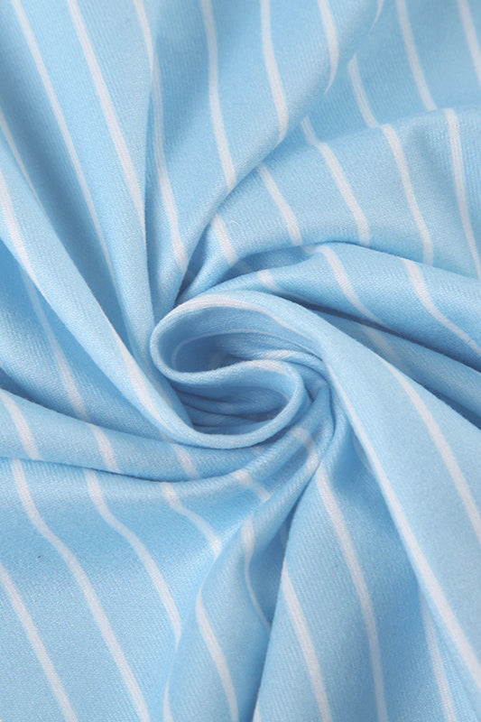 Basic Striped Knit Short Sleeve Slim Blouse