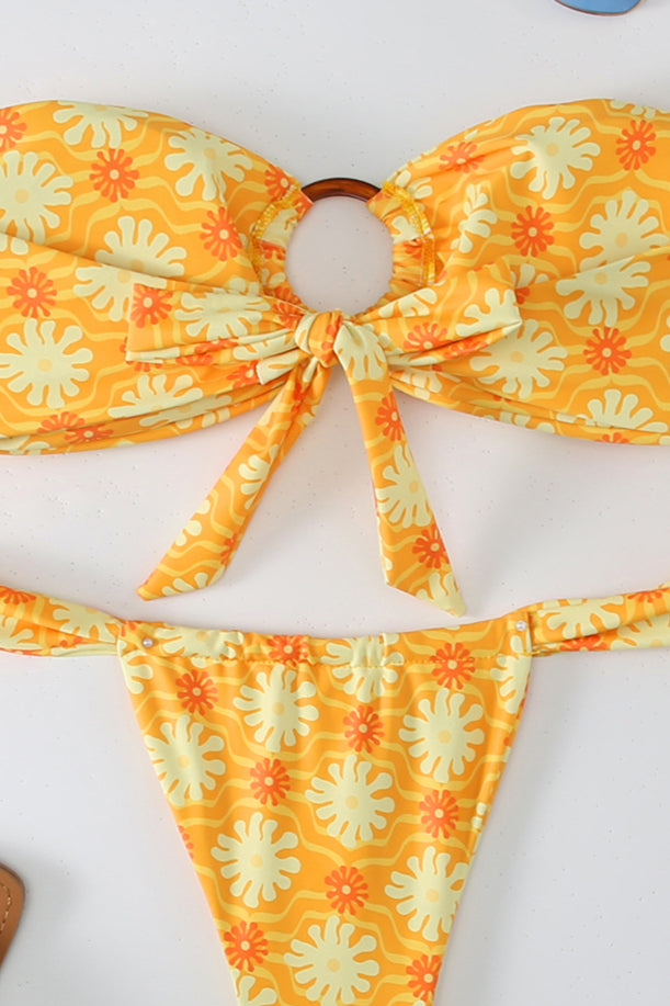 Printed Strapless Bikini Set