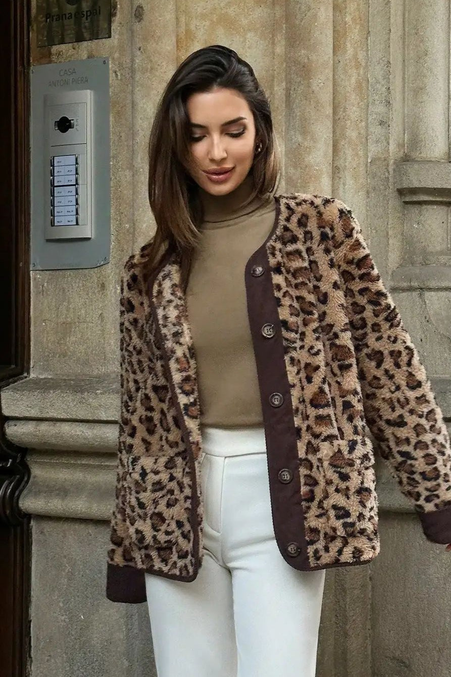 Leopard Print Sherpa Coat for Cozy and Stylish Comfort