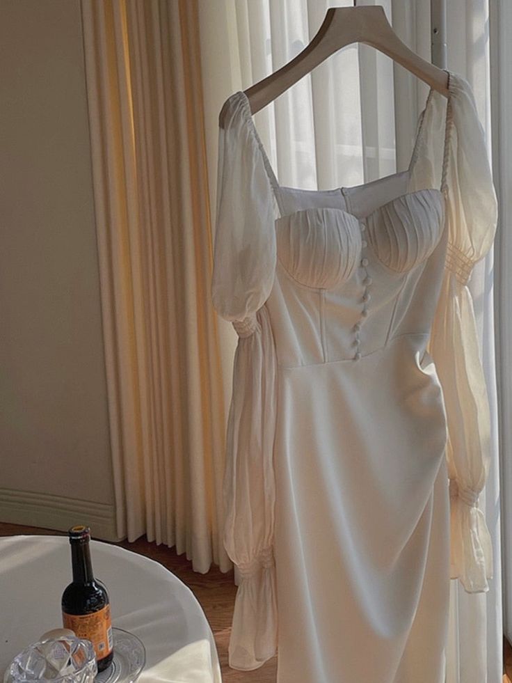 Elegant Puff Sleeve Midi Corset Maxi Prom Dresses Evening Birthday Outfits