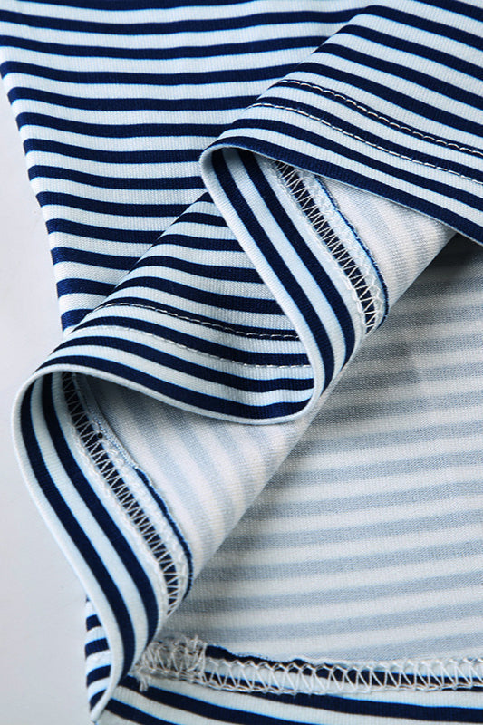 Basic Crew Neck Backless Striped Fitted Knit Blouse