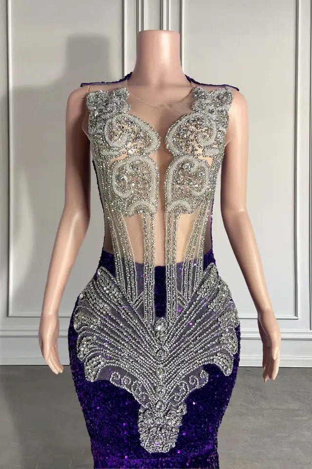Elegant Sequined Sleeveless Mermaid Prom Dresses with Beadings - Fashionpara