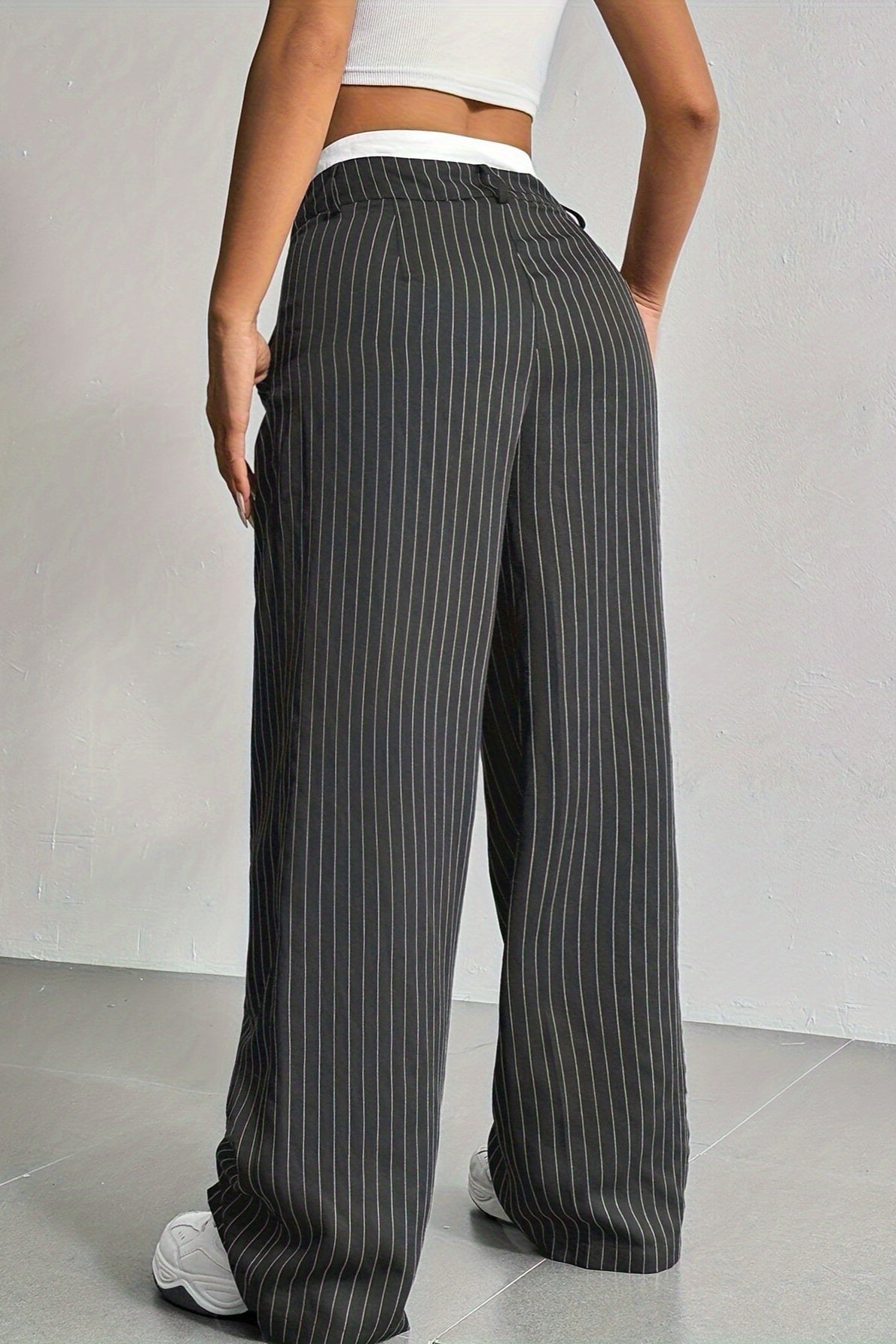 Pinstripe Double Waistband Pants