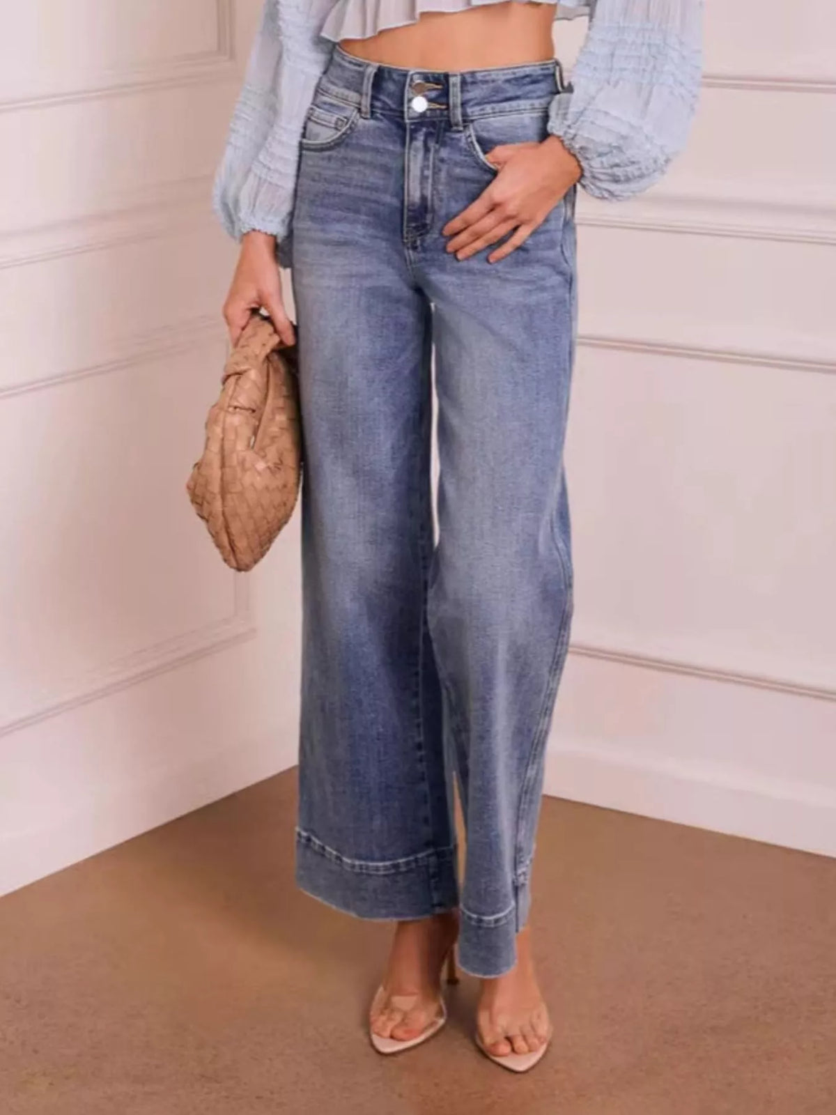 High Waist Wide Leg Denim Jeans