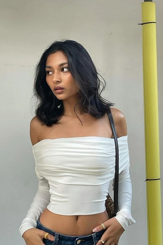 Sexy Long Sleeve Crop Top - Fashionpara