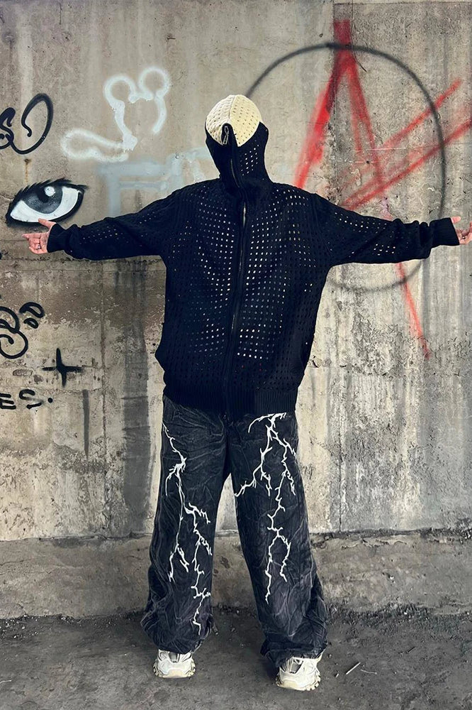 Vintage Mesh Oversized Hoodie