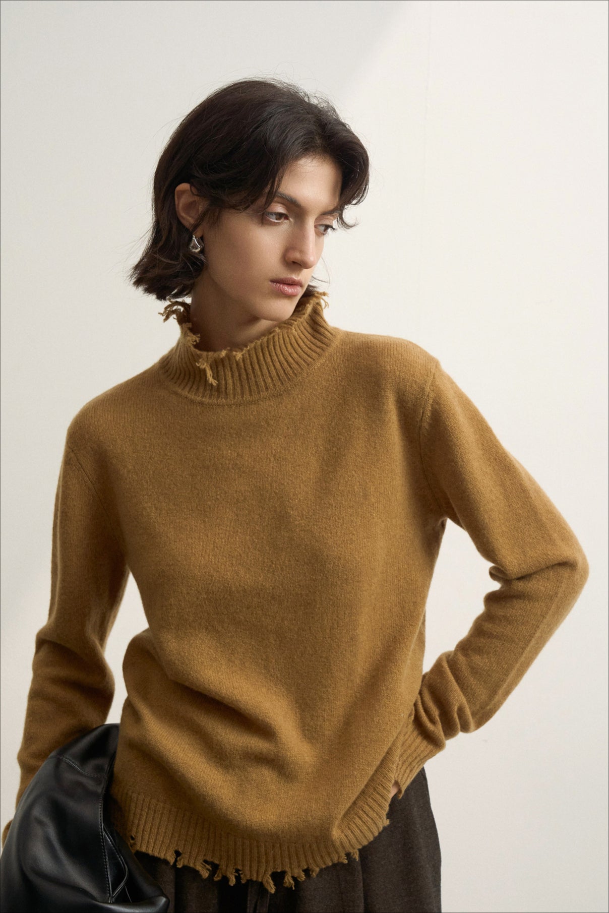 PrincessAce Fringed High Neck Knit Sweater for Effortless Style