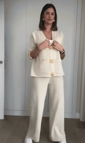 Chic Gold Knitted Sweater and Wide-Leg Pants Two-Piece Set