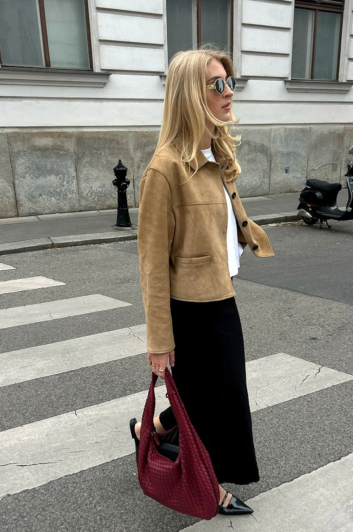 Vintage Khaki Suede Casual Jacket