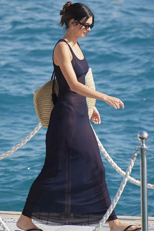 Sexy Sheer Mesh Beach Resort Maxi Dress