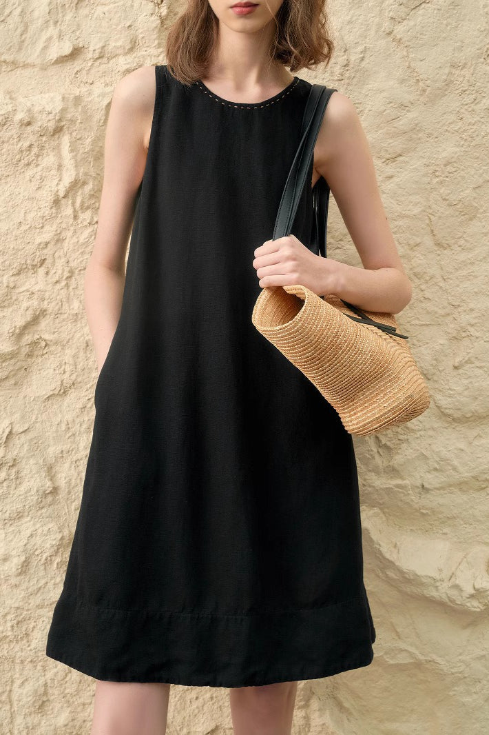 Elegant Tencel Linen Midi Dress