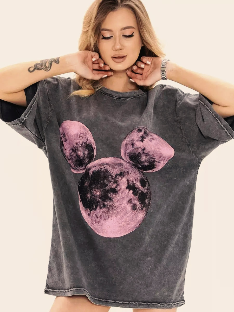 Planet Print Washed Pink T-shirt